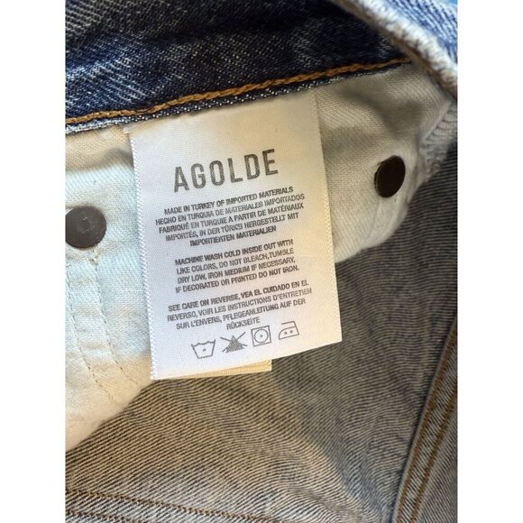 Agolde Lana Mid Rise Vintage Straight Jeans Cropped Distressed Size 32 A140-1206 - Picture 6 of 8